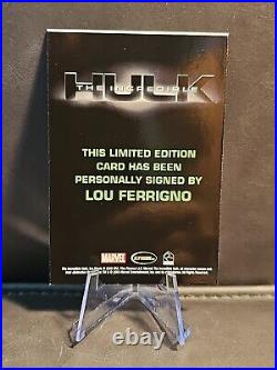 2008 Marvel Incredible Hulk 3-Set Incentive Lou Ferrigno as Voice On Card Auto