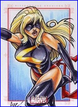 2014 Marvel 75th Anniversary MS MARVEL sketch card by Axebone