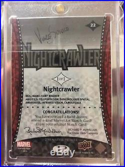 2014 Marvel Premier Base Sketch Card #22 of Nightcrawler by Vince Sunico Auto