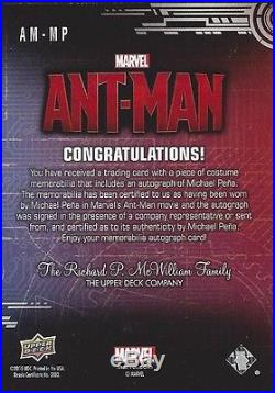 2015 UD Marvel Ant Man BLUEPRINTS Michael Pena Autograph Memorabilia Card 9/10