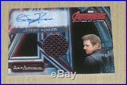2015 UD Marvel Avengers Ultron autograph wardrobe Jeremy Renner as Hawkeye AM-JR