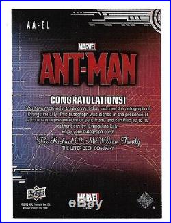 2015 Upper Deck Marvel Ant-Man Actor Autograph AA-EL Evangeline Lilly as Hope