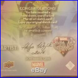2016 Marvel Gems 1/1 Jean Grey X-MEN sketch card, artist signed Helga Wojik auto