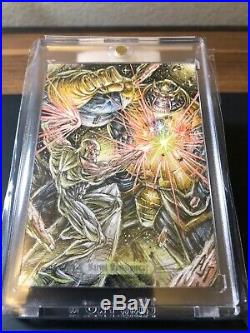 2016 Marvel Masterpieces Base Sketch Card Surfer Vs Thanos By Anthony Tan