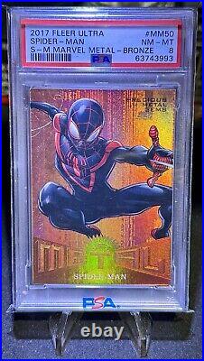 2017 Fleer Ultra Marvel Metal PMG Bronze #52/199 Spider-Man #MM50 PSA 8