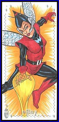 2017 Marvel Premier 3 Panel Sketch Card of WASP by William H. Crabb