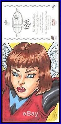 2017 Marvel Premier 3 Panel Sketch Card of WASP by William H. Crabb