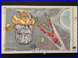 2017 Marvel Premier Colossus Sentinel Thanos triple panel sketch Mitch Ballard