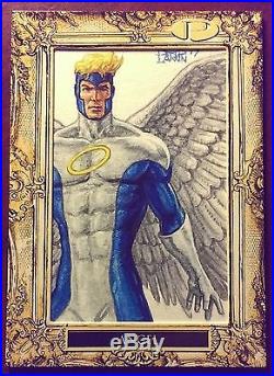 2017 UD Marvel Premier'Angel' HC-7 Hellfire Portrait Sketch Card by BOB LARKIN