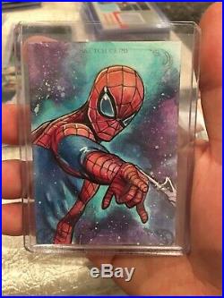 2018 Marvel Masterpieces 1/1 sketch card Spiderman by Bella Rachlin Drool Worthy