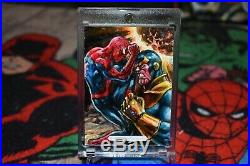 2018 Marvel Masterpieces Sketch Card of Spider-Man vs Thanos Fabian Quintero