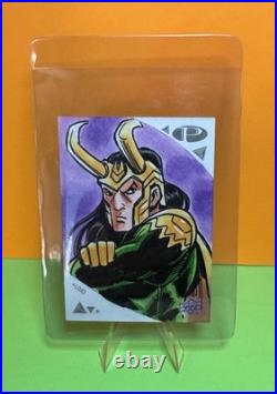 2019 Loki Marvel Premier Upper Deck 1/1 Sketch Card With Autograph