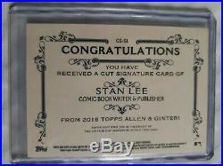 2019 Stan Lee Topps Allen & Ginter Auto One of One 1/1 Signed Autograph Marvel