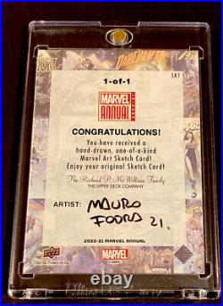 2020-21 UPPER DECK MARVEL ANNUAL SPIDERMAN SKETCH CARD #'d 1/1 by MAURO FODRA