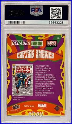2020 UD MARVEL AGES DECADES 1960s CAPTAIN AMERICA D6-1 PSA 10 GEM MINT POP = 2