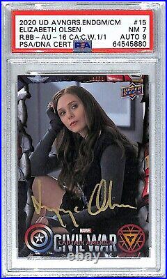 2020 UD Marvel ELIZABETH OLSEN Signed Card PSA 7 Auto Graded PSA/DNA 9 Slab 1/1