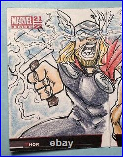 2021-22 Marvel BATTLE BOOKLET SKETCH CARD THOR & BETA RAY BILL By YOMANI 1/1
