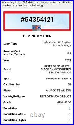 2021 Marvel Black Diamond Anthony Mackie Falcon Retro Diamond 14/17 PSA 10 POP 1