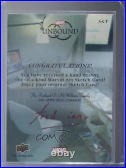 2021 Marvel Unbound Skech Card Achievements 1/1 Fred Ian Daredevil by Auto x3c