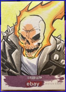 2022 Fleer Ultra Avengers Ghost Rider Sketch 1/1 Caio Majado