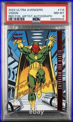 2022 Marvel Fleer Ultra Avengers Red Foil Vision Tom Morgan Auto /63 PSA 8