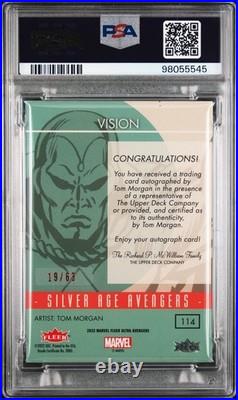 2022 Marvel Fleer Ultra Avengers Red Foil Vision Tom Morgan Auto /63 PSA 8