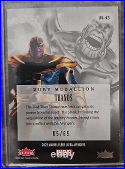 2022 Upper Deck Marvel Fleer Ultra Avengers THANOS Ruby Medallion M-43 05/65