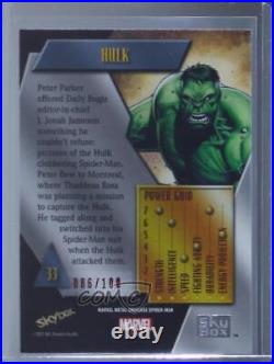 2022 Upper Deck Marvel Metal Universe Spider-Man PMG Red 86/100 Hulk #33 f6d
