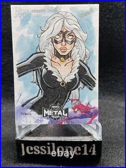 2022 Upper Deck Marvel Spider-Man Metal Universe Sketch Card BLACK CAT DrewL 1/1