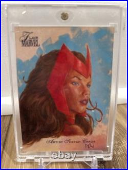 2023 Marvel Flair Sketch Art Card Myles Wohl 1/1 Scarlet Witch