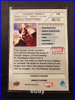 2023 Marvel Platinum Orange Checkers Human Torch #08/33 #9 Rare SP Upper Deck