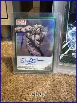 2023 UD Marvel Platinum Sabretooth #189 Grant Auto 1/5 + PSA 8 pack Doom Art