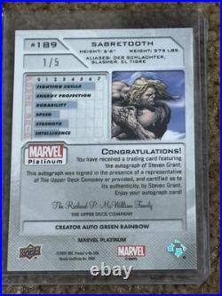 2023 UD Marvel Platinum Sabretooth #189 Grant Auto 1/5 + PSA 8 pack Doom Art