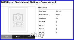 2023 Upper Deck Marvel Platinum Cover Variant Complete Set 100 Cards Collection 2023 Upper Deck Marvel Platinum Cover Variant Complete Set 100 Cards Collection