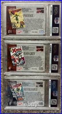 2024 Marvel Masterpieces'92 Platinum Blue Traxx PSA 10 Gem Mint Lot (3)