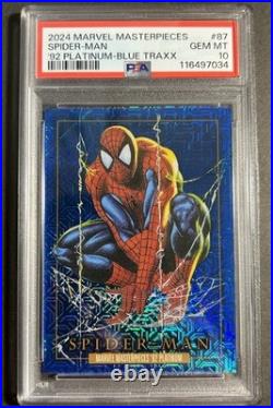 2024 Marvel Masterpieces'92 Platinum Spider-Man Blue Traxx #87 PSA 10
