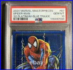 2024 Marvel Masterpieces'92 Platinum Spider-Man Blue Traxx #87 PSA 10