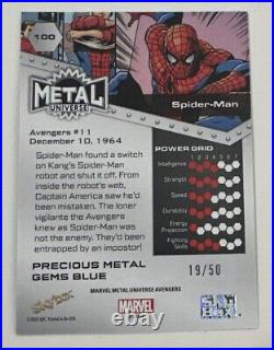 2024 Marvel Metal Universe Avengers #100 Spider-Man Blue PMG Precious Gems 19/50