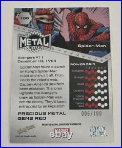 2024 Marvel Metal Universe Avengers #100 Spider-Man Red PMG Precious Gems 06/100