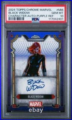 2024 Topps Chrome Marvel Black Widow Purple Auto /75 PSA 10