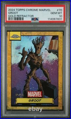 2024 Topps Chrome Marvel Groot True Gold Refractor 05/50 PSA 10