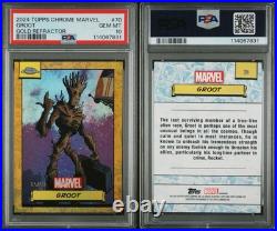 2024 Topps Chrome Marvel Groot True Gold Refractor 05/50 PSA 10