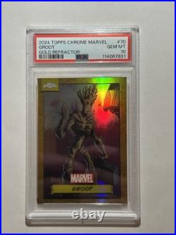 2024 Topps Chrome Marvel Groot True Gold Refractor 05/50 PSA 10