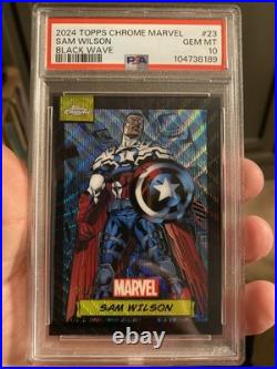 2024 Topps Chrome Marvel SAM WILSON Black Wave /10 (PSA 10)