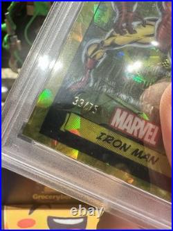 2024 Topps Chrome Marvel Sapphire Iron Man Yellow Refractor 33/75 PSA 8