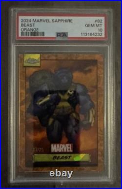 2024 Topps Chrome Marvel Sapphire Orange X Men's Beast 7/25 PSA 10 2024 Topps Chrome Marvel Sapphire Orange X Men's Beast 7/25 PSA 10