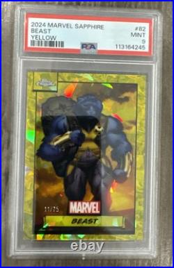 2024 Topps Chrome Marvel Sapphire Yellow X Men's Beast 11/75 PSA 9 2024 Topps Chrome Marvel Sapphire Yellow X Men's Beast 11/75 PSA 9