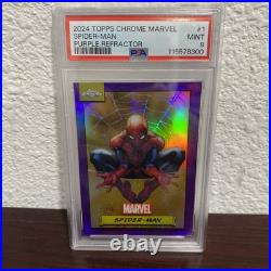 2024 Topps Chrome Marvel Spider-Man #1 Purple Refractor /75 (PSA 9) 2024 Topps Chrome Marvel Spider-Man #1 Purple Refractor /75 (PSA 9)