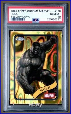 2025 Topps Chrome Marvel Hulk Yellow Lava Refractor PSA 10 #128 POP 1 2025 Topps Chrome Marvel Hulk Yellow Lava Refractor PSA 10 #128 POP 1