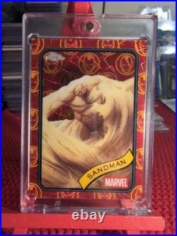 2025 Topps Chrome Marvel No. 91 Sandman Iron Man Red & Gold Laser #010/100